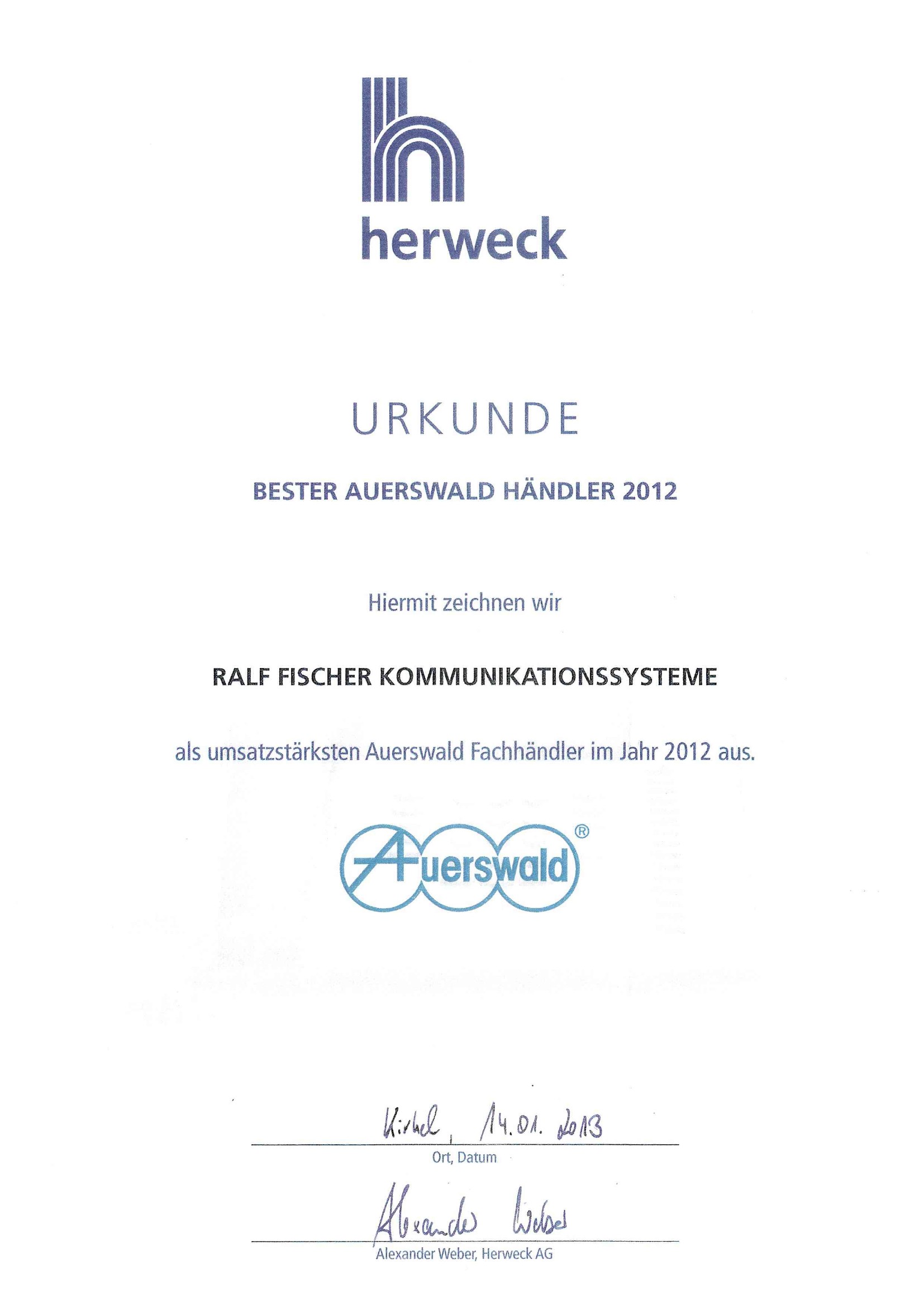 Auerswald Auszeichnung 2012